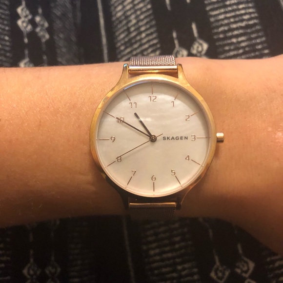 SKAGEN Anita Mother of Pearl Rose Gold Watch - Picture 2 of 5